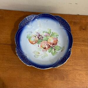 Antique, Flow Blue Fruit Bowl 3in x 10in.